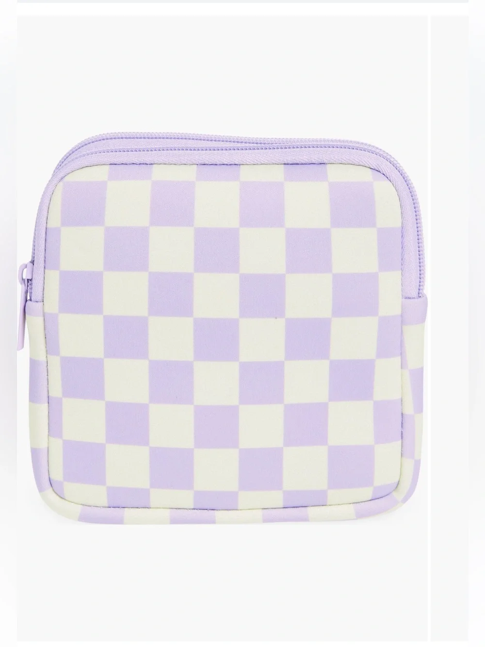 Lavender Check Clear-Panel Cosmetic Pouch